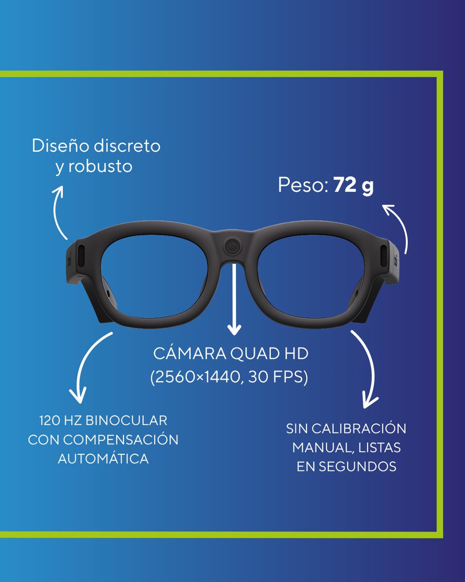 SinermedCol's tweet photo. Con un diseño de tan solo 72 g, cámara Quad HD y frecuencia de muestreo binocular de 120 Hz, permiten capturar información de atención y percepción en entornos reales, sin necesidad de calibraciones manuales complejas. https://t.co/oMdiK3ZGWN