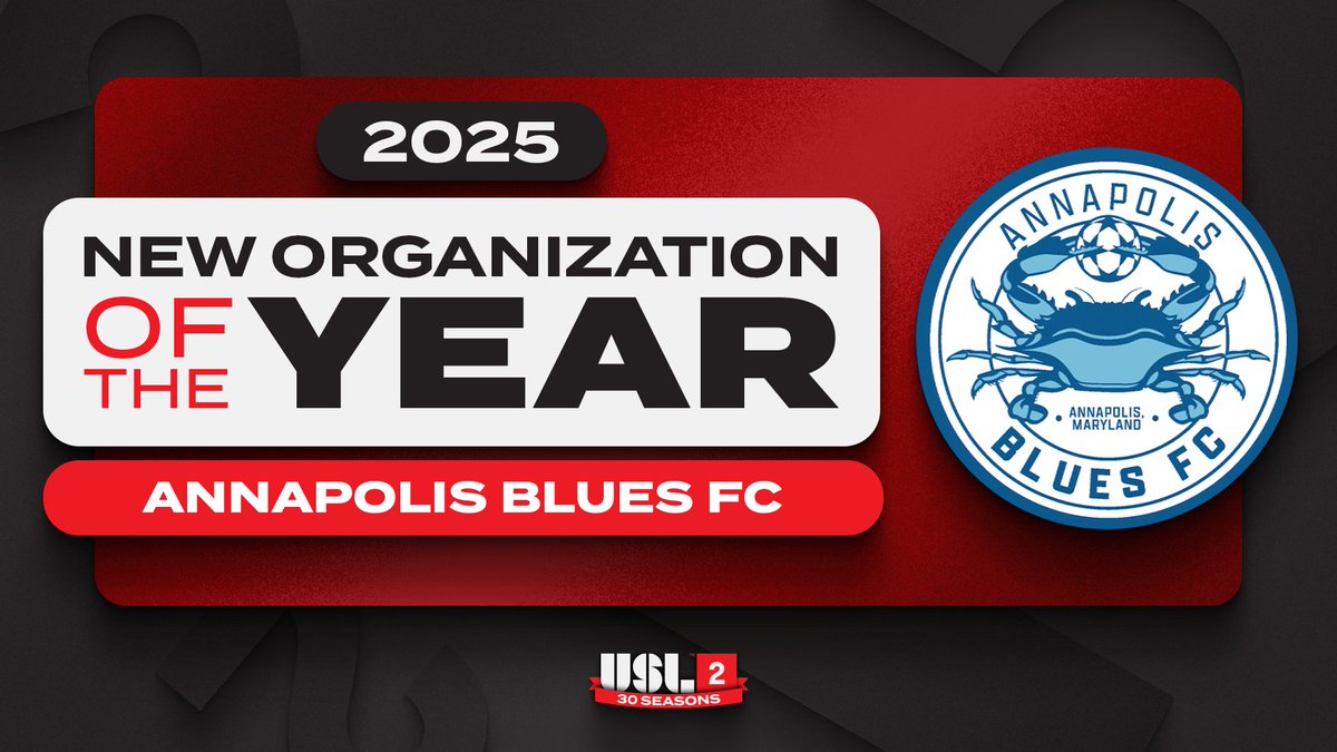 Talk about a good first impression 🦀

<a href="/AnnapolisBlues/">Annapolis Blues</a> is the 2025 USL League Two New Organization of the Year! 💙

➡️ bit.ly/4o5jhi9