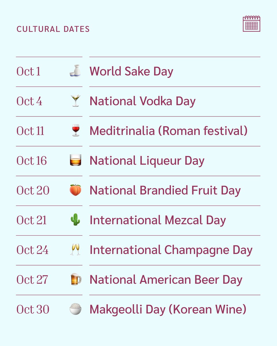 ClaretPlan's tweet image. 🍶 It’s World Sake Day — and October is packed with BevAlc events and cultural celebrations. From Berlin to New York, there’s a lot pouring. 🍷🍺🥂
Check out what’s happening this month👇
#BevAlc #EventCalendar #Oktoberfest #SupplyChainPlanning
