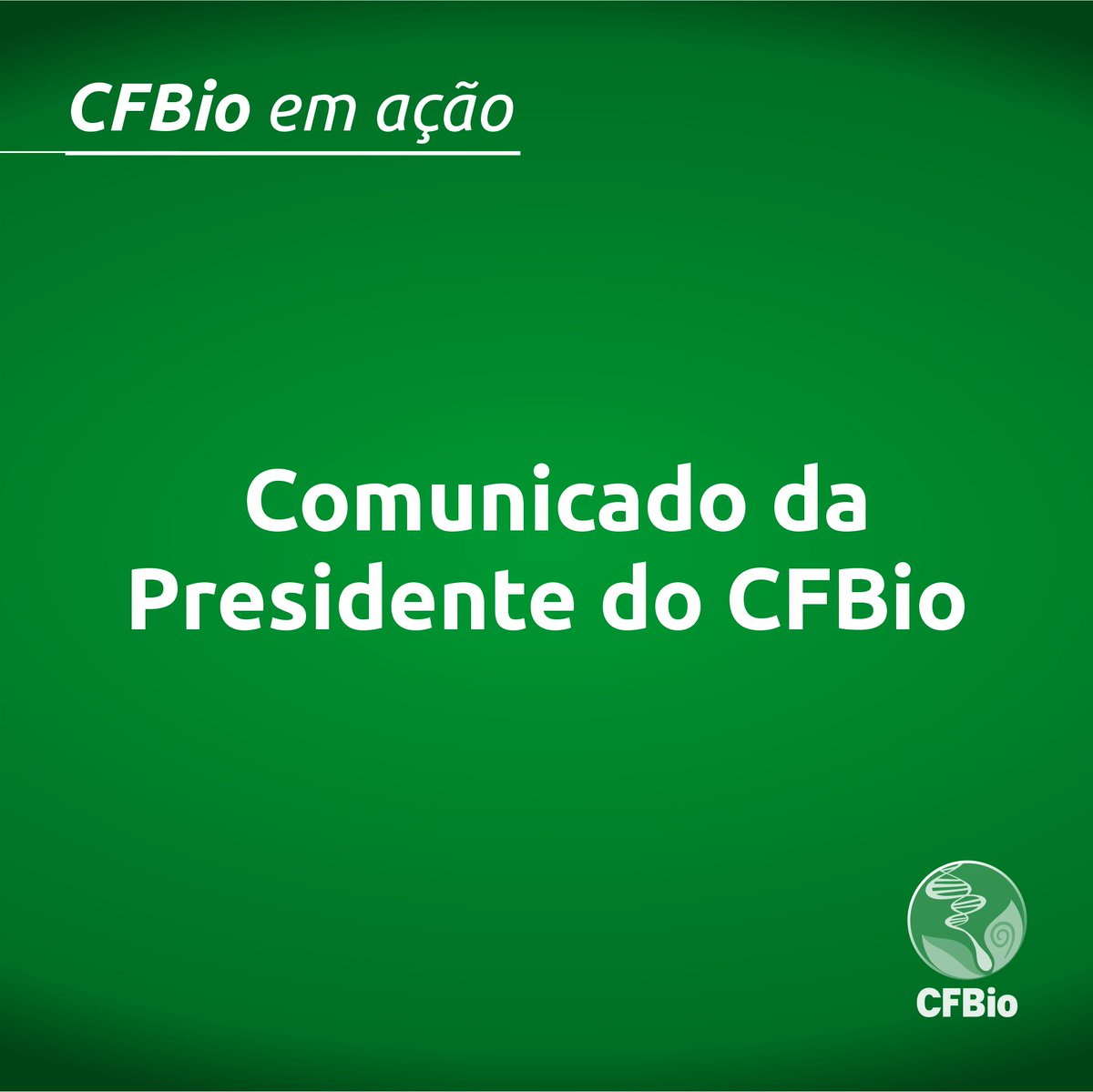 CFBio's tweet photo. 📢 CFBio repudia a tentativa do CFMV de restringir a atuação dos Biólogos. Nossa competência é legal, científica e inquestionável. 💚
🤳Leia o Comunicado da Presidente do CFBio https://t.co/gOOFD5aVch
#CFBio #Biologia #Legalidade https://t.co/Zt6BWQtTog