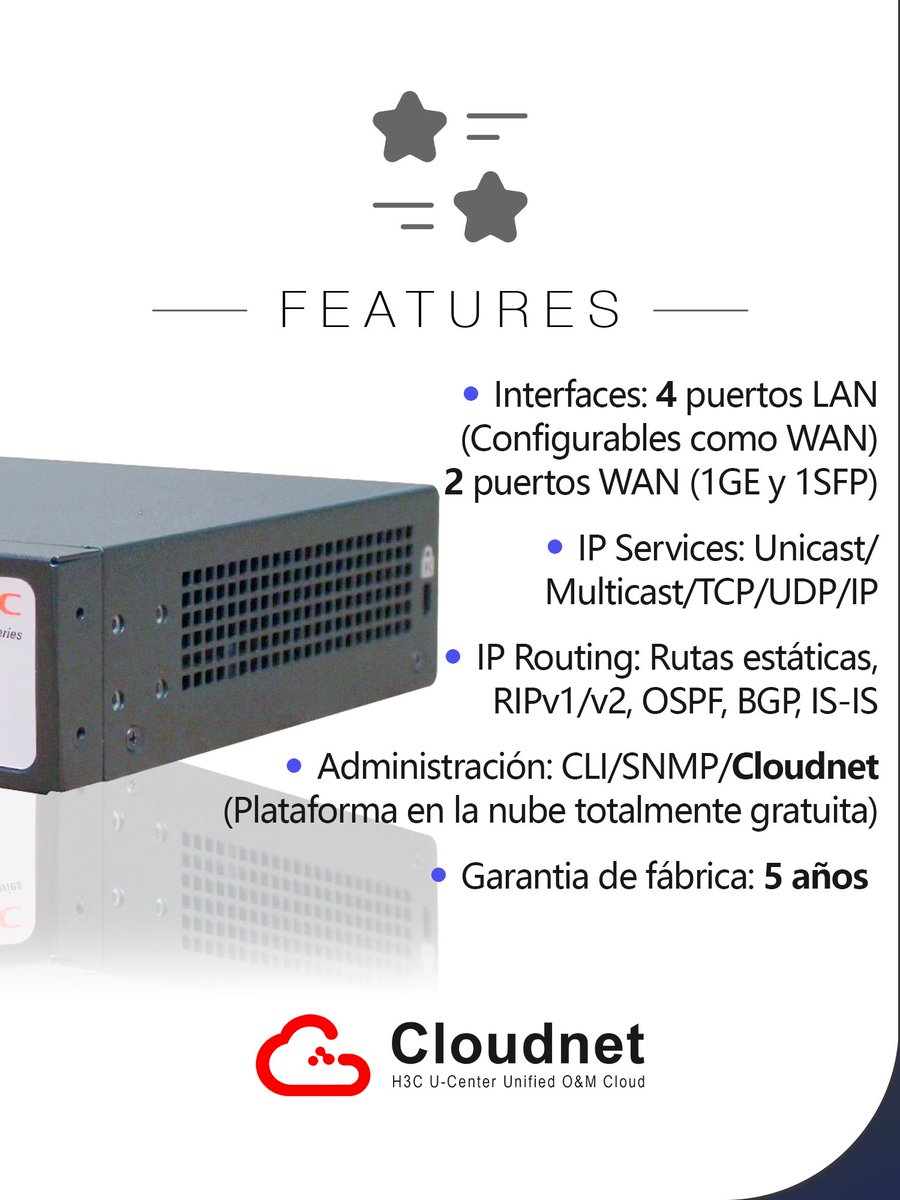 massivetechmx's tweet image. Router MSR610
Portafolio SMB

#h3c #h3cmassivetech #massivetech #router #routing #ruteo #Cloudnet

Somos arquitectos de soluciones tecnológicas. Contáctanos para conocer más sobre nuestras soluciones: 📞CDMX: 52 559275 9710
✉️ info@massive-electronic.mx
@H3CGlobal