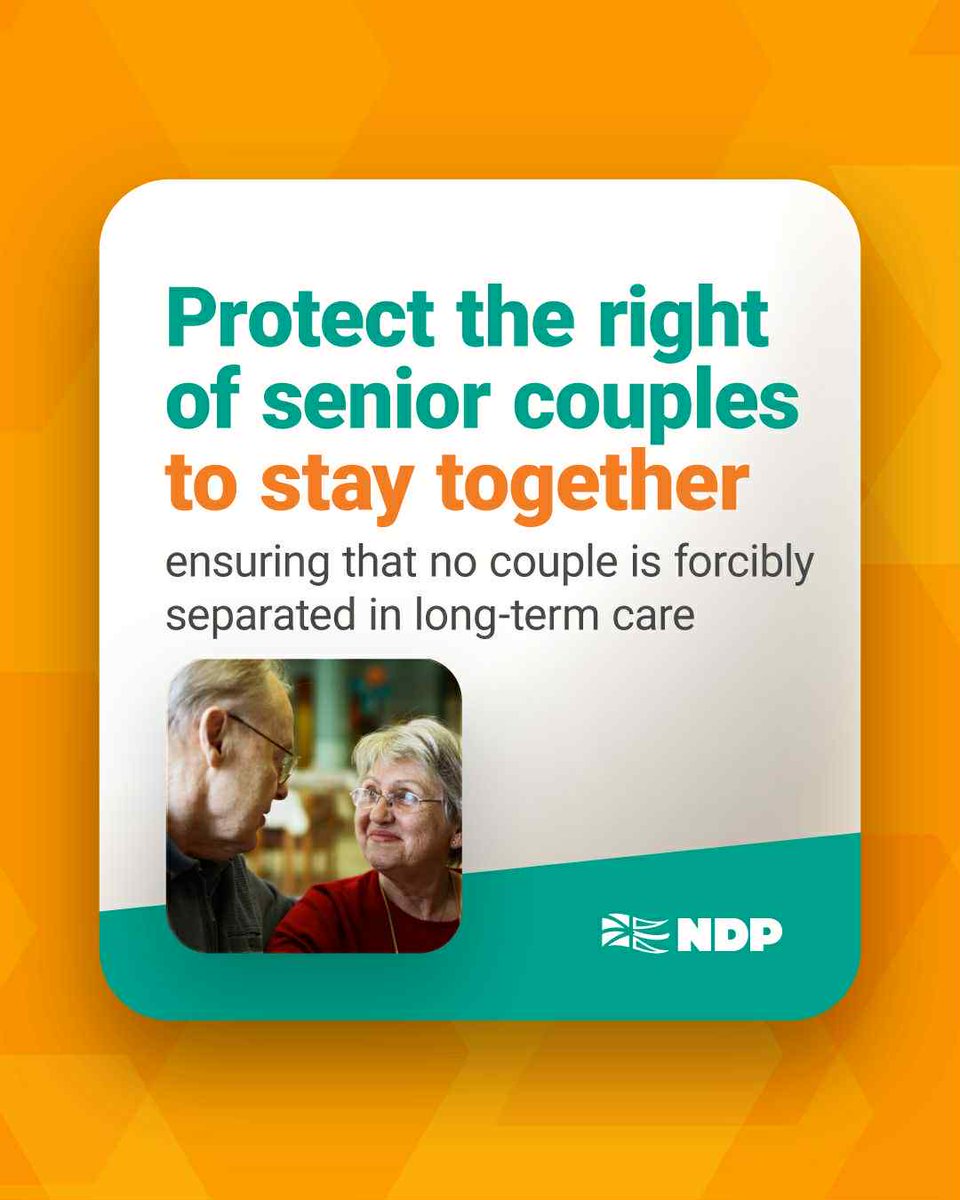 For too long we have heard heartbreaking stories of senior couples  being separated when entering long-term care.

Well, the NL NDP is ready to change this. 1/2