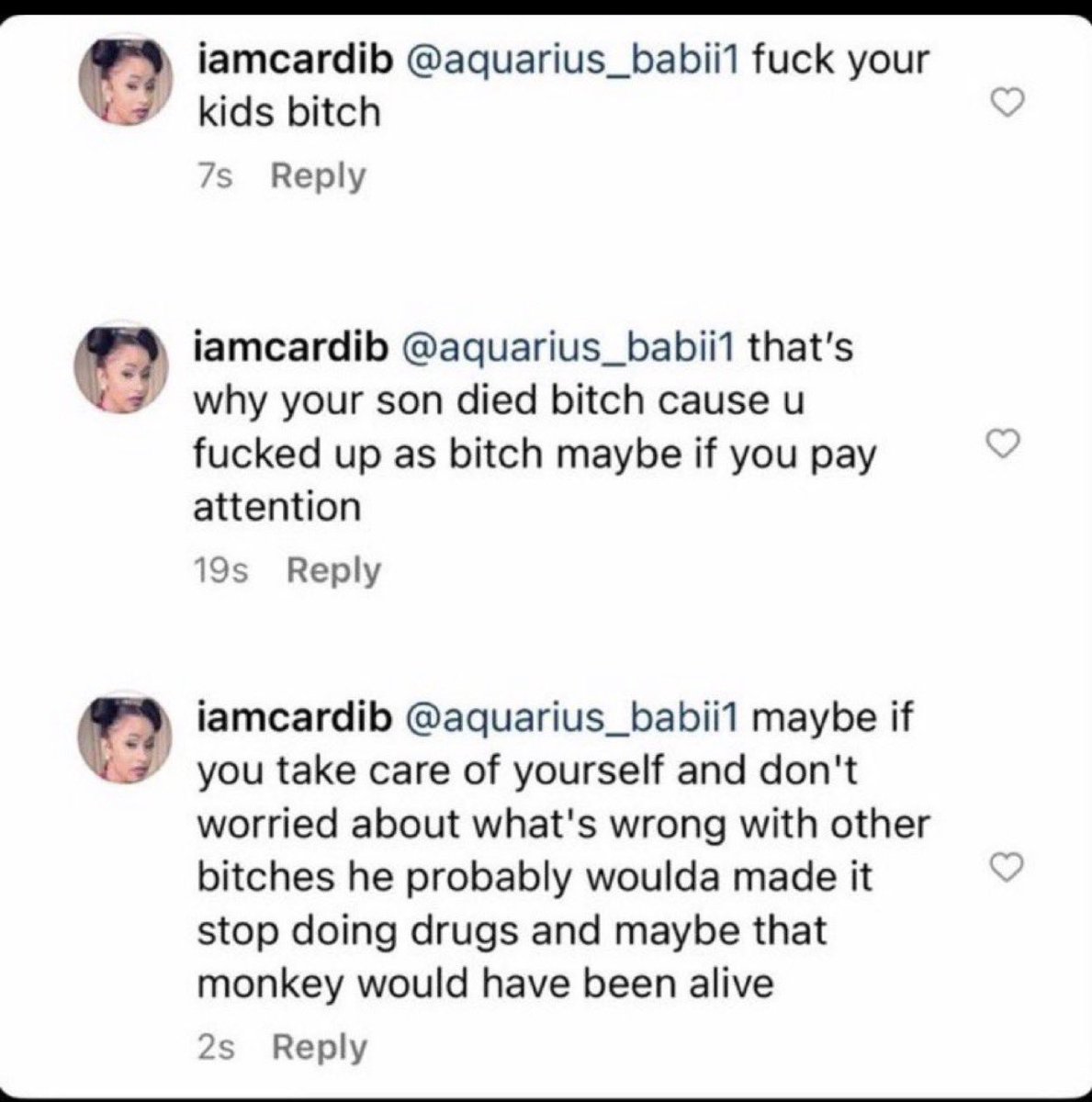 And what smoke you got for this illiterate ass retard who mocked the death of a black child while also calling him a monkey. Stfu up with your selective outrage. Stupid ass bitch. Let them beef it out it’s been a long time coming. Just sit tf down and stfu. 🤷🏾‍♀️