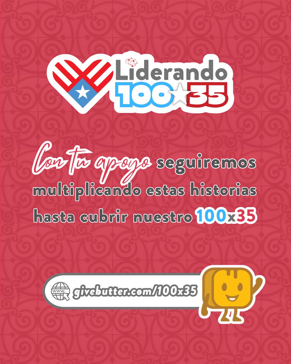 Puerto Rico mide 100 millas por 35 y dentro de cada milla y cada pueblo, hay jóvenes que se atreven a soñar por un Puerto Rico mejor.

De norte a sur, de este a oeste jóvenes líderes cambiando nuestro presente💥

Dona y asiste a nuestro evento: givebutter.com/100x35