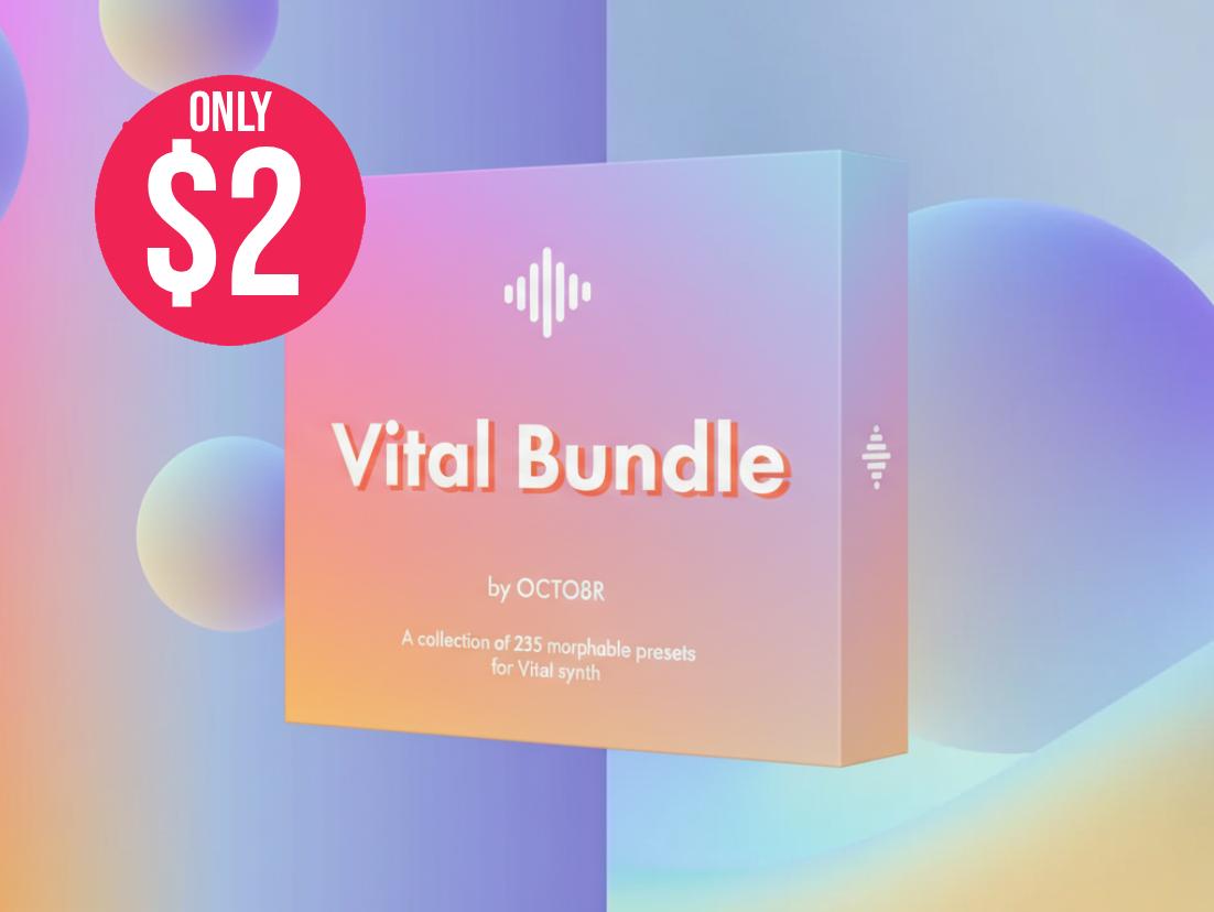 Vital Bundle by <a href="/octo8r/">OCTO8R</a>  🎹✨  
235 morphable Vital presets = 470+ sounds in disguise. Each patch has a dual sonic identity, transformable via Macro.

Platform: Vital Synth  
Only $2 with code: LEGALVST until Oct 8  
Link in bio!  

#vitalsynth #sounddesign #presets #LegalVST