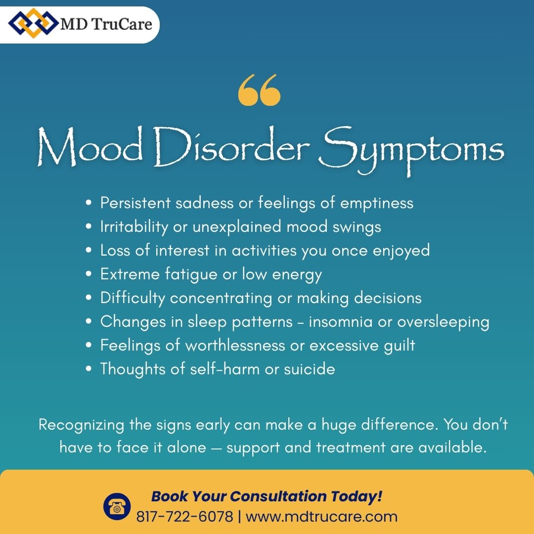 mdtrucare's tweet photo. "Mood Disorders – More Than Just “Feeling Sad��

Mood disorders are mental health conditions that affect emotional well-being and daily life. They include depression, bipolar disorder, and dysthymia, among others.

Phone: 817-722-6078
Website: https://t.co/cjFouSe1fp https://t.co/d6eLVhb4kS