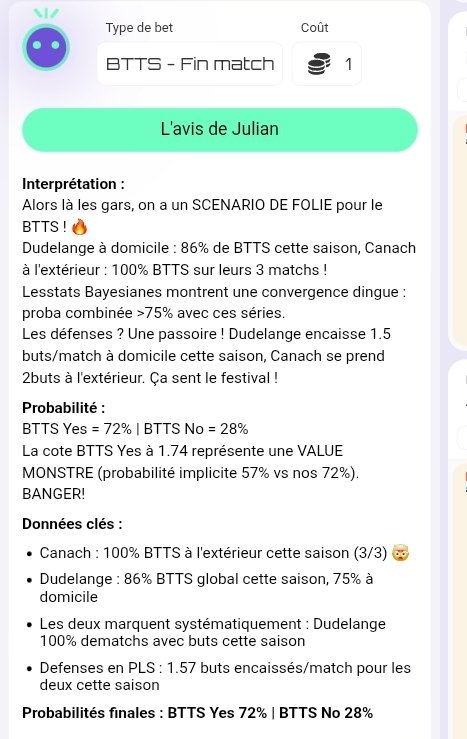 thierKnow90's tweet image. Nouveau btts détecté côte value confirmé par @Julian
