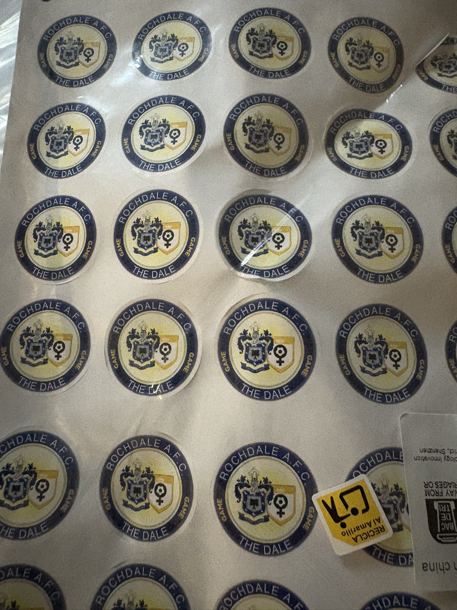 Just wanted to let you all know at <a href="/officiallydale/">Rochdale AFC</a> tonight, <a href="/CharxRafc/">ℂ𝕙𝕒𝕣 💙⚽️</a> will be in the Pearl Street stand with the <a href="/RochdaleHGT/">#HerGameToo | RAFC</a> flag if you would like a picture and she has stickers for the children too! 

She will be wearing her HGT top and ID badge, look out for her 🙏🏻⚽️ #RAFC