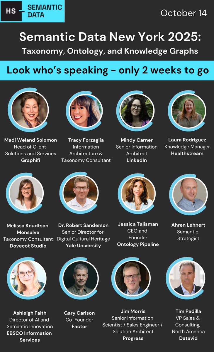 data_semantic's tweet image. 2 weeks left
Join the brightest minds in #Taxonomy, #Ontology &amp;amp; #KnowledgeGraphs at Semantic Data New York 2025
Oct 14, Hilton Midtown
Future-proof your data strategy, gain insights, &amp;amp; network with senior leaders
Limited places register now henrystewartconferences.com/events/semanti…
#SemanticDataNY