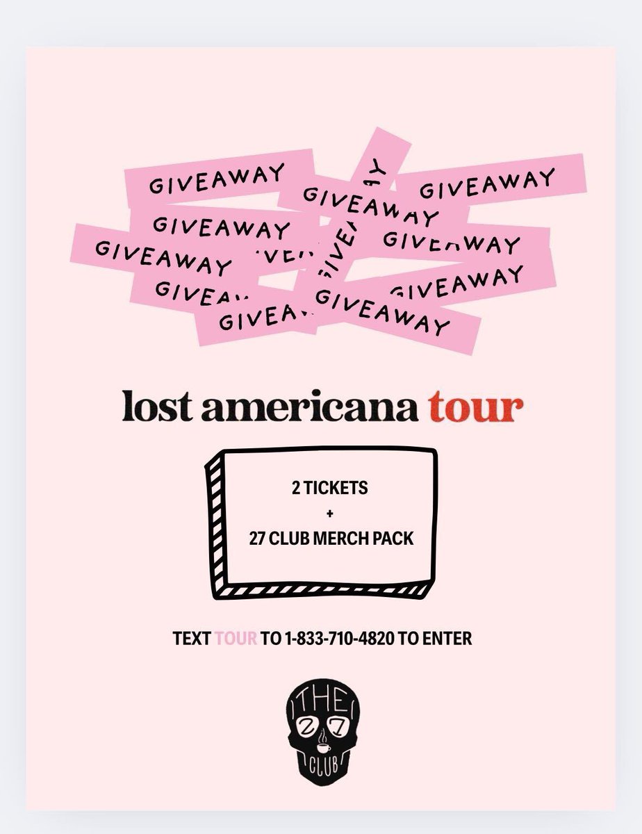 We are giving away 2 tickets to every stop of the Lost Americana Tour in November and December, plus a $150 gift card.   Text TOUR to 1-833-710-4820 now.  (Std text data rates may apply)