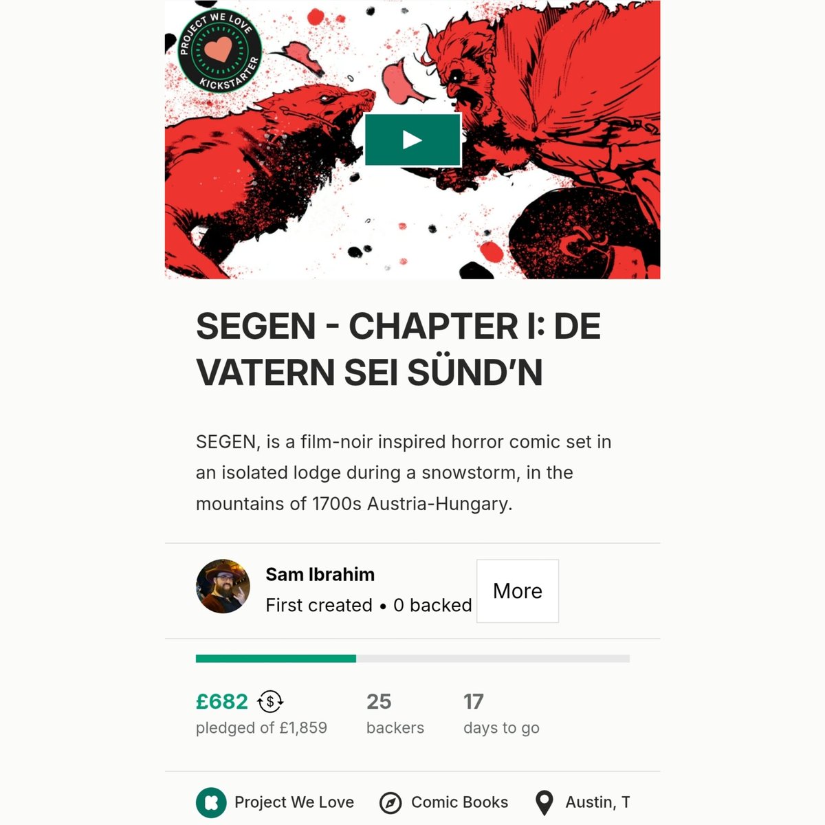 MetalEditor's tweet photo. I'm very pleased to announce that Segen will now be featured on @kickstarter as #ProjectsWeLove! Thank you all for your continued support, and let's smash our goal 🔥🩸🫶

#Kickstarter #kickstartercomics #independentcomics #indiecomics #horrorcomic #horrormovies #austria https://t.co/owLGa2igF3