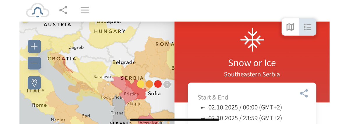 Zanimljiv početak listopada s čak najvišim stupnjem upozorenja na ❄️ u dijelovima JI Eu iliti Balkana.