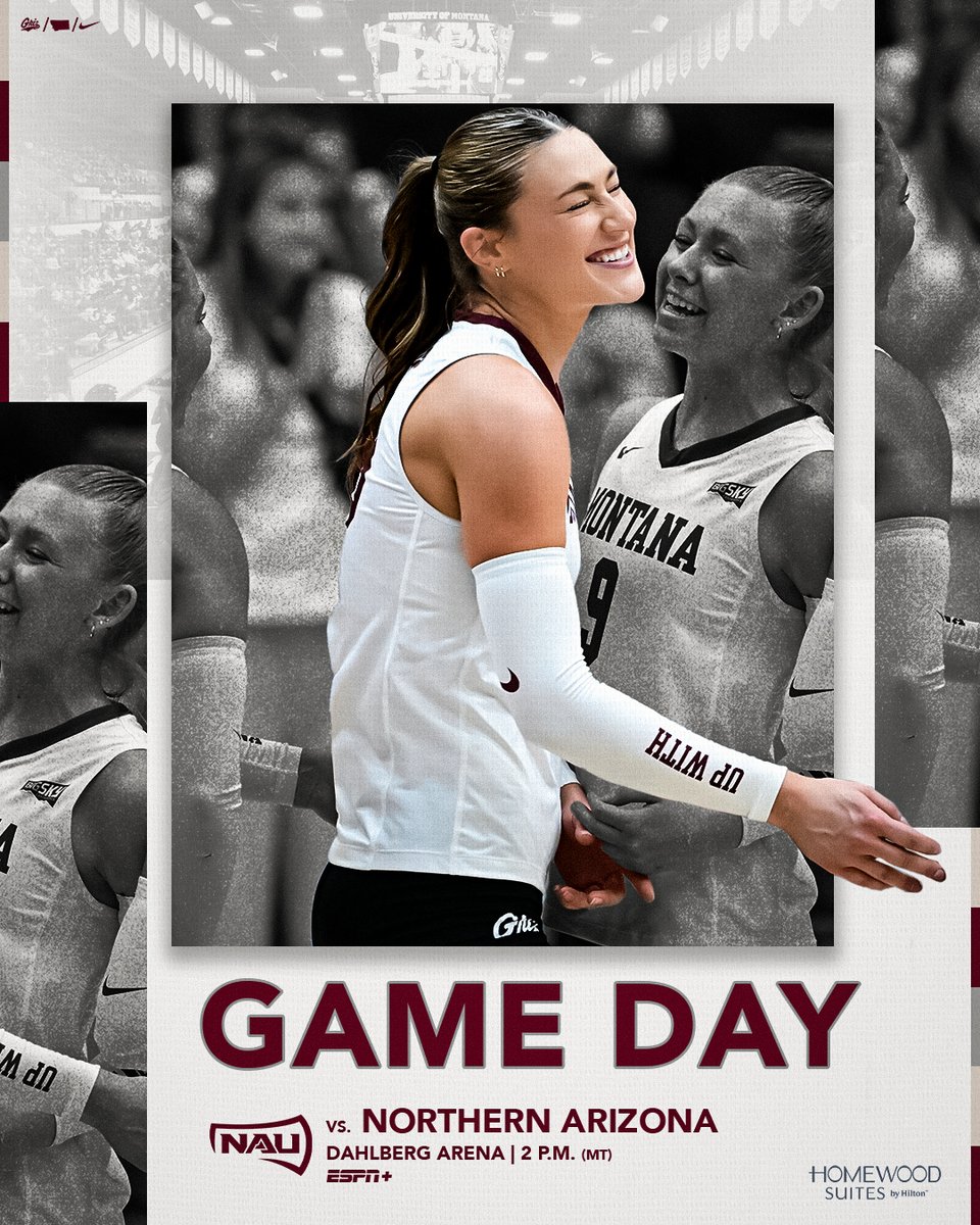 MontanaGrizVB's tweet image. 𝐆𝐀𝐌𝐄 𝐃𝐀𝐘

🆚 Northern Arizona
🕗 2 p.m.
🎟️ bit.ly/3qK88ep
💻 bit.ly/3VApMdU
📊 bit.ly/gogrizstats

#GrizVB #BigSkyVB #GoGriz