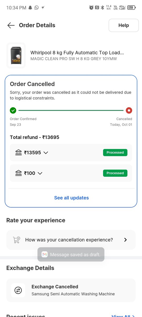 Djay__singh's tweet photo. cancel it and deliver it to my mention address if possible or kindly give me same offer so that i can order the same product at same price at same address. As a customer i feel cheated because order get cancelled without my consent for refernce screenshoot attached https://t.co/ugq8zRlVtA