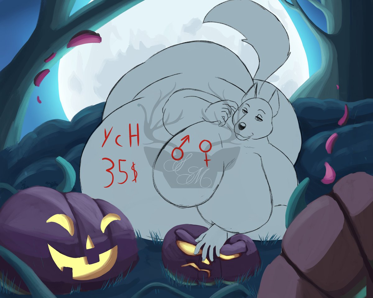 Reminder halloween ych!  
 -Male and female ych 
 -All species  
-Not big changes