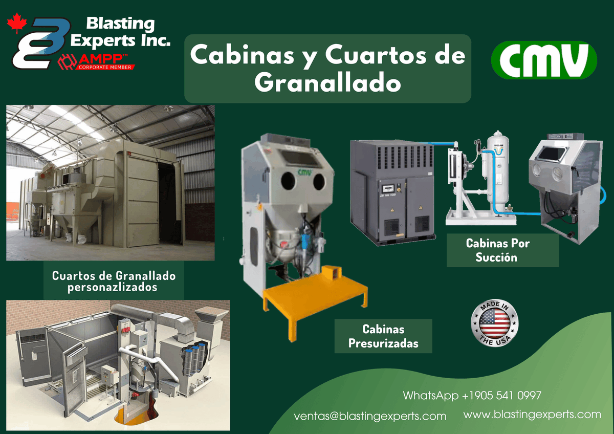 blastingexperts's tweet photo. En Blasting Experts Inc. contamos con la representación oficial de CMV, compañía reconocida a nivel mundial  en la fabricación de Máquinas Granalladoras Turbinadas, Cabinas de Granallado y Equipos Especiales. Contáctanos  WhatsApp: +1-905-541-0997 ingenieria@blastingexperts.com https://t.co/6ELMnaLUd8