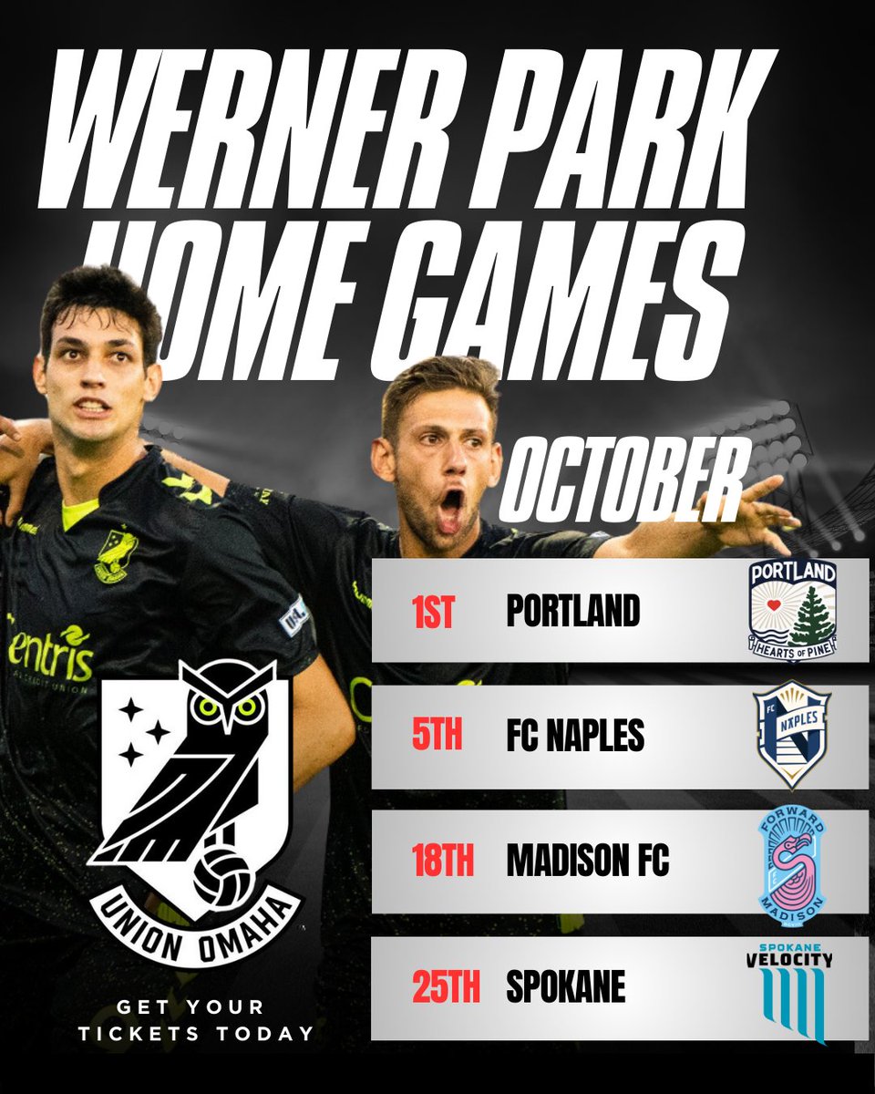gosarpy's tweet photo. The  @UnionOmaha_ soccer regular season is almost over! They have 3 more home matches this month, so make sure to save this post and catch a match before   it is too late! ⚽️ #soccer #usl #leagueone #union #omaha https://t.co/tYhHkRYktu