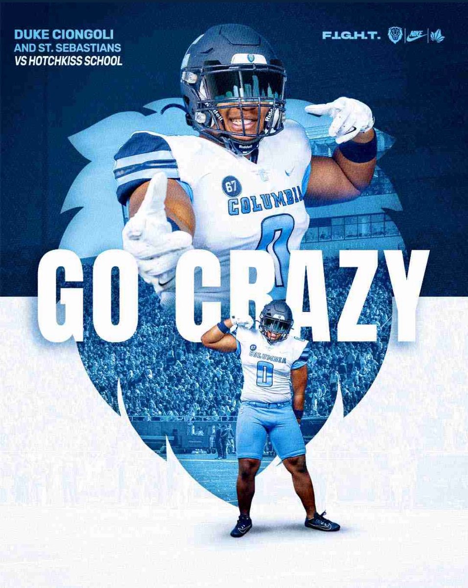Duke Ciongoli β27 QB (@dukeciongoli) on Twitter photo Thank you <a href="/CULionsFB/">Columbia Football</a>! <a href="/stsebsfootball/">St. Sebs Football</a> <a href="/CoachBurkeSebs/">Dan Burke</a> Thank you <a href="/CULionsFB/">Columbia Football</a>! <a href="/stsebsfootball/">St. Sebs Football</a> <a href="/CoachBurkeSebs/">Dan Burke</a>