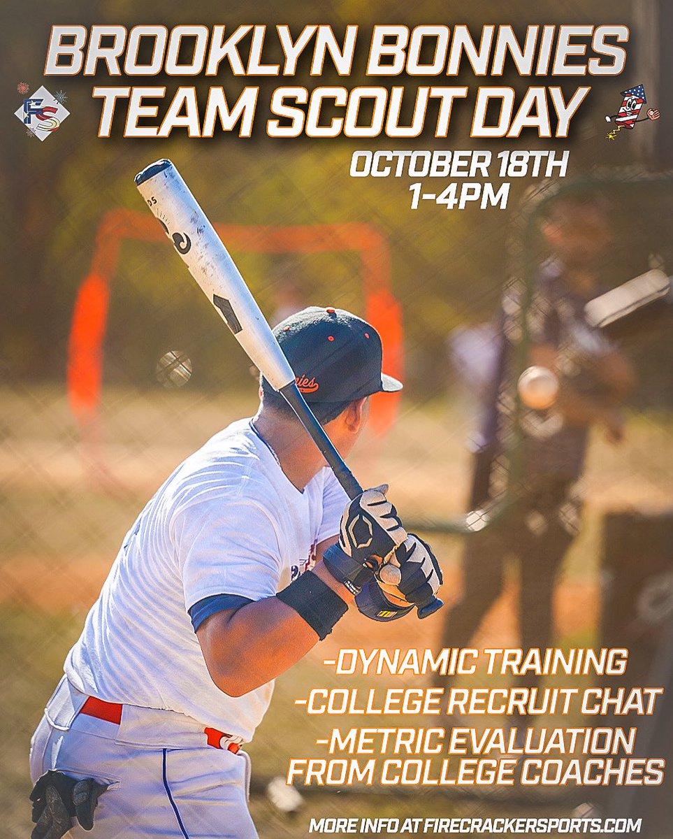 firecrackerbsb's tweet image. Heading back to Brooklyn for year 3️⃣!
Brooklyn Bonnies scout day is back, get your chance for updated stats/metrics from college coaches along with recruiting seminar for the next level!💥 
More info can found under our events tab💻