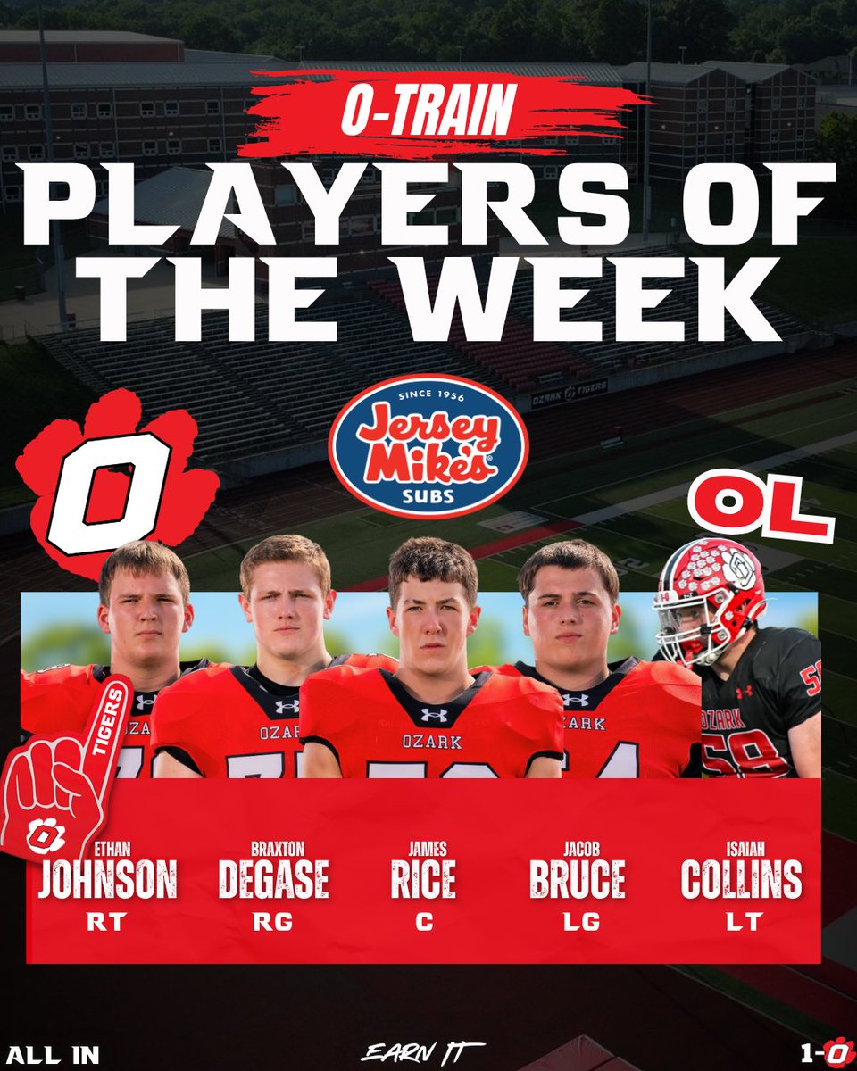 Congrats to our Week#5 Jersey Mike’s Players of the Week!!!

<a href="/OzarkTigers/">Ozark Schools</a> <a href="/OzarkHS/">Ozark Tigers</a>