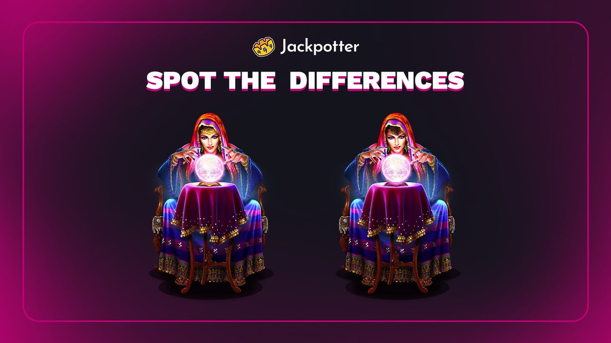 Spot the Differences — Madame Destiny Megaways! 🔮✨

🔁RT + Tag a friend  +  Drop your answer + Jackpotter Username  to enter!

✅The 10 random users will each receive a Custom Box packed with Free Spins and other prizes! 🎁