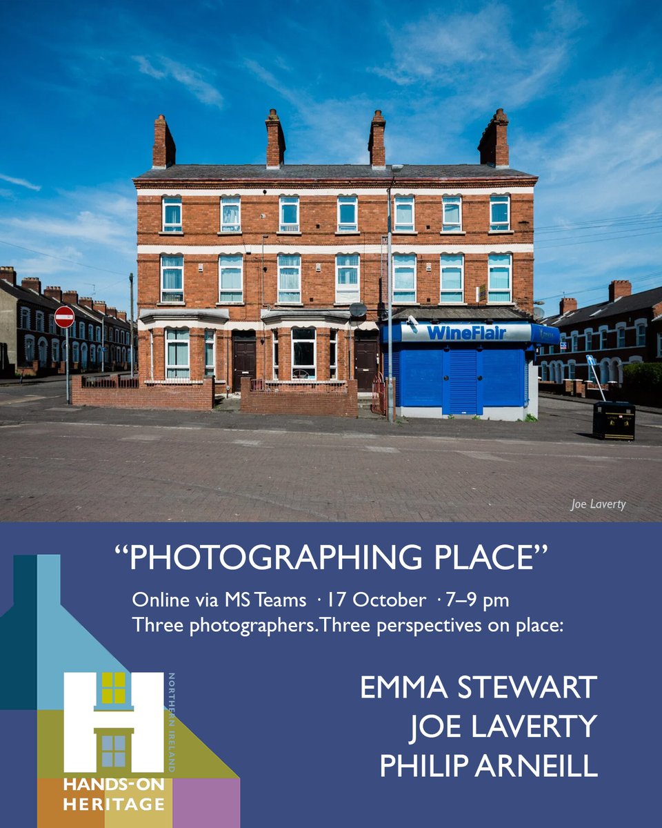 "PHOTOGRAPHING PLACE" will be held online on 17th October 7-9pm. It features the  judges for our HoH Calendar🎺 Emma Stewart, Joe Laverty, and Philip Arneill who will provide their perspectives on photographing places by sharing their work. Read on for more on Joe-and to book! 🧵