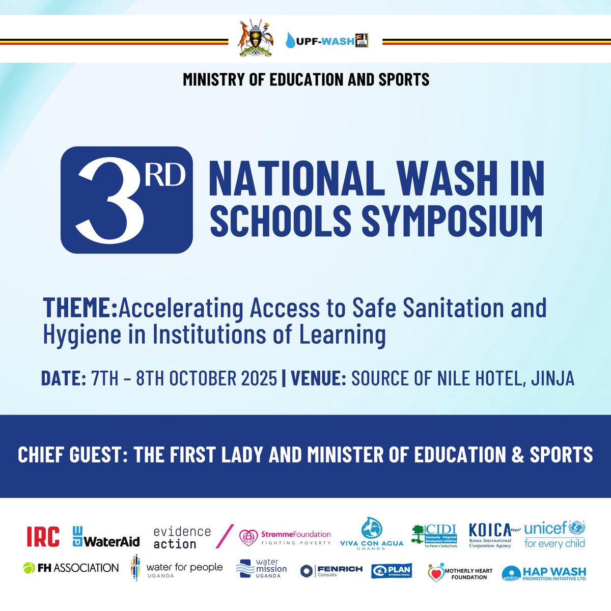 GiftAsasir3780's tweet photo. Change begins with clean hands, safe water, and clean toilets.
Join us at the 3rd #WASHinSchools Symposium — Oct 7-8, Jinja city.
#WASHInSchoolsSymposium https://t.co/U0HkCbMLae