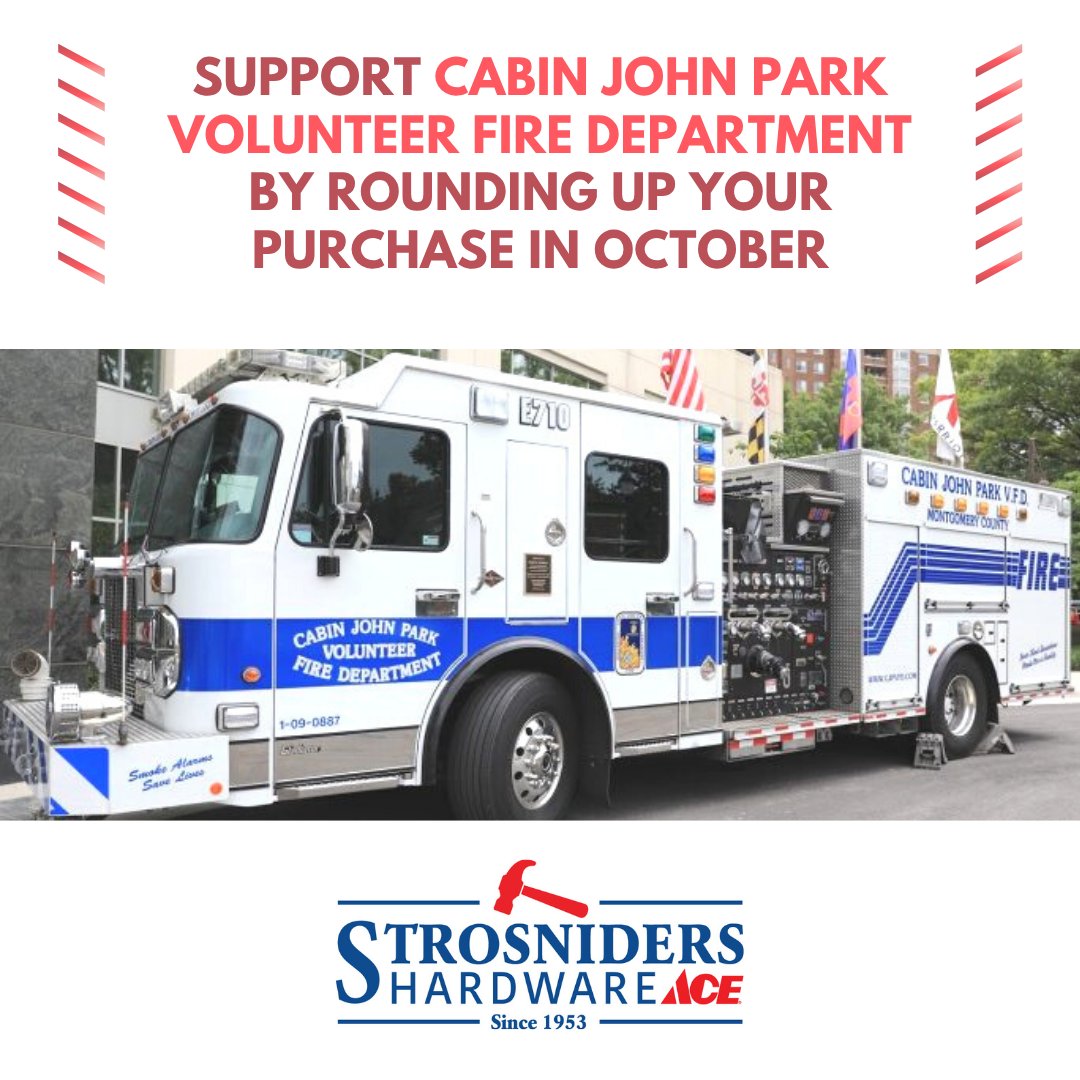 strosniders's tweet photo. October is Fire Prevention Month. When you shop at Strosniders this month, you can round up your purchase and donate your change to benefit our local volunteer fire departments. Stop by Strosniders and help us support our local heroes! 🔥👨‍🚒 https://t.co/Qpk3z7HjcP