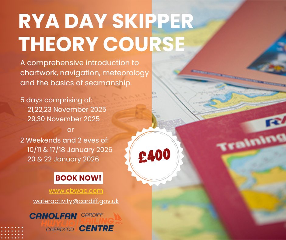 We still have spaces on both of our upcoming Day Skipper Theory courses in November and January, so if you're looking to get some navigation knowledge under your belt over the winter, this could be the course for you!

cbwac.com/sailing/course…

 #sailing #cardiff #rya #dayskipper