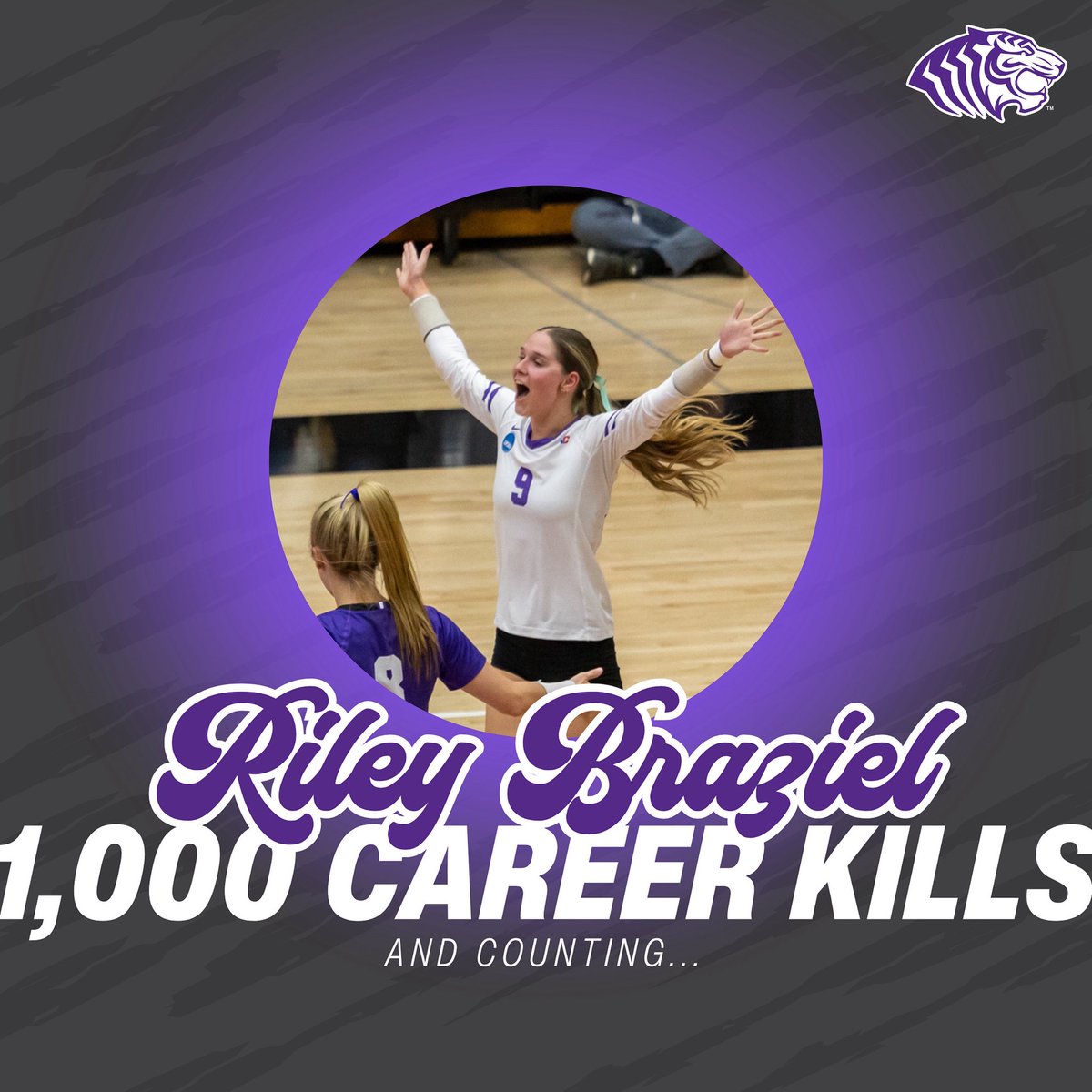 Congrats to Riley for surpassing 1,000 kills in last night’s win over Arkansas Tech!

#BringYourRoar🐅