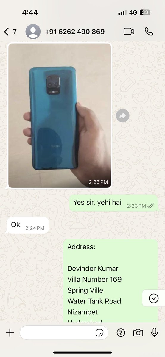 Devinder_Soni's tweet photo. @dscr_ned @NagpurPolice @RPF_INDIA @rpf_scr1 @RailMinIndia @dscr_ned +91 6262 490 869 is the number from which I got message. Person claimed he is Aditya from GRP. See attached snapshots https://t.co/XUUQfHSmBk