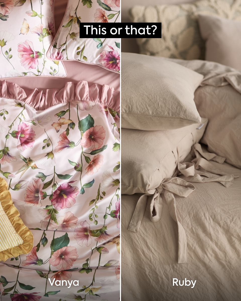 homechoice's tweet photo. A little frill or a little flair? Vanya's ruffles vs Ruby's ribbons, which wins your heart? 💖
#ForTheHomeYouLove #homechoice https://t.co/P8W2pcH4aK