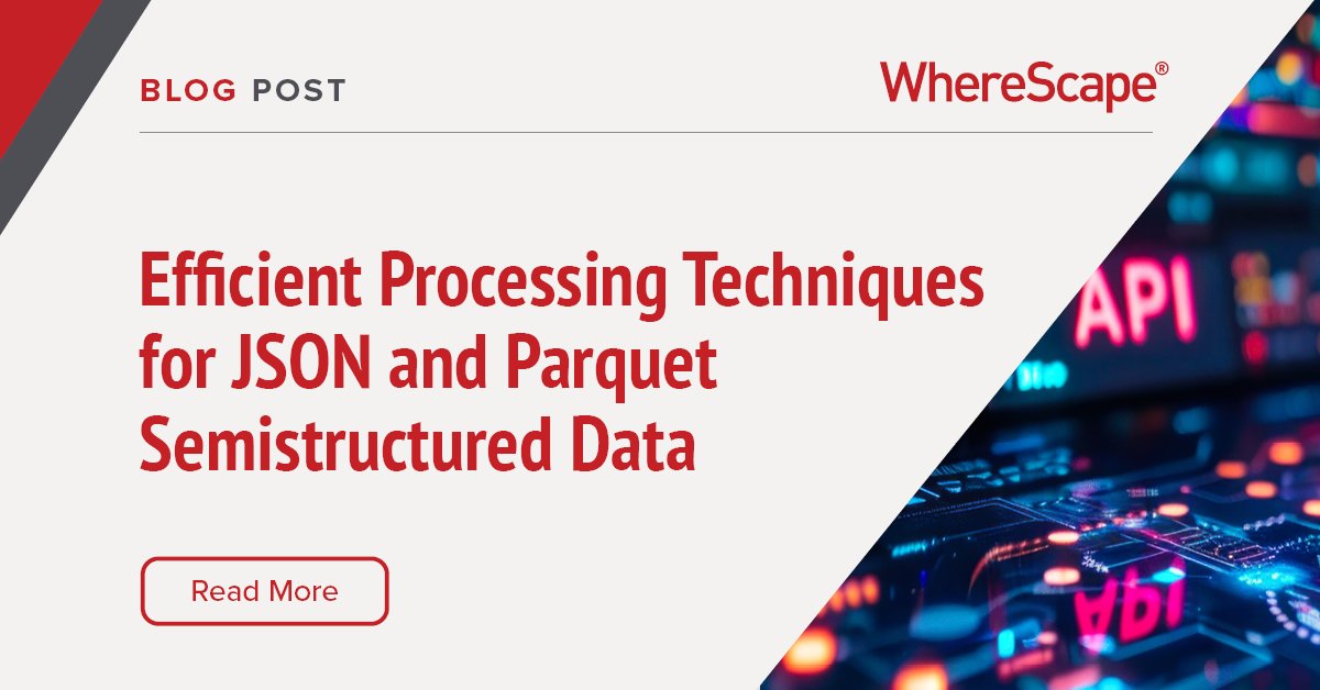 wherescape's tweet image. 🔍 Working with JSON and Parquet? Our blog covers: - When to use each - Boosting efficiency - Best practices 💡 See how WhereScape simplifies data handling! 📖 Dive in: ow.ly/cj7k50X4TKv #DataAutomation #DataEngineering #Parquet #JSON #BigData #DataManagement #WhereScape