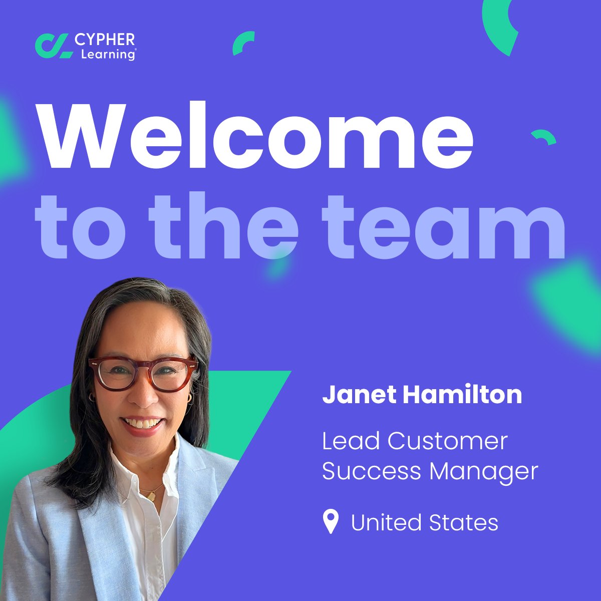 cypherlearning's tweet image. Join us in giving a warm welcome to Janet Hamilton, our new Lead Customer Success Manager! We&apos;re excited to have you on team CYPHER and can&apos;t wait to see what you achieve. Welcome aboard, Janet! 🎉

#TeamCYPHER #WelcomeToTheTeam