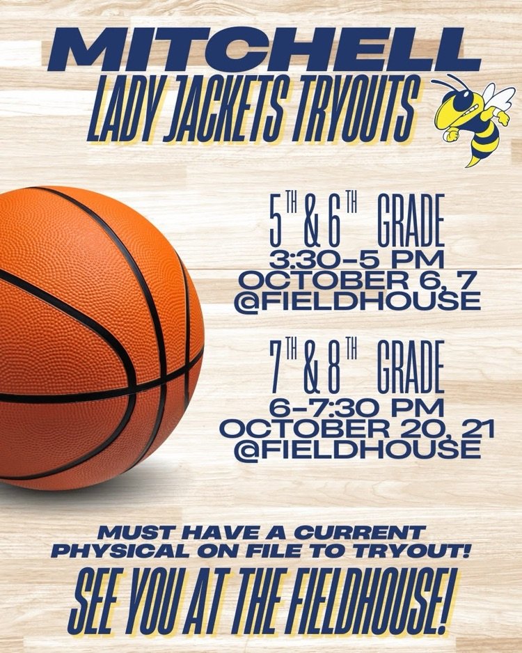 MJHSBlueJackets's tweet photo. It's hard to believe but it's October and basketball season is nearing. The first team to start their season is the 5th and 6th grade girls' teams. If you're interested here's information about trying out for this years team #MitchellPride #GoJackets https://t.co/TF7ZPrdtYK