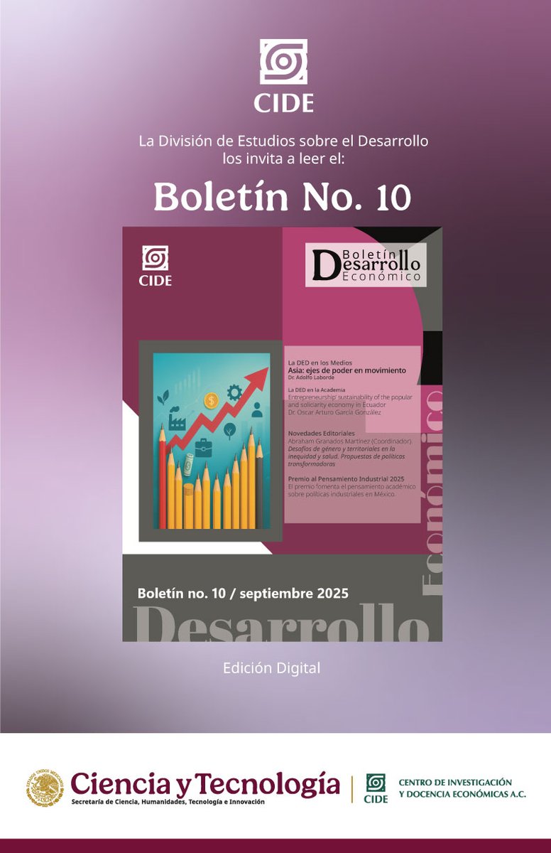 División de Estudios sobre el Desarrollo (@ded_cide) on Twitter photo 🟣Ya disponible nuevo Boletín No.9 Encontrarán: Proyectos, ideas y colaboraciones editoriales. El resumen del proyecto ADA sobre la economía de México y el mundo. La agenda académica y eventos recientes de la DED La #dedcide invita a leerlo: goo.su/d4LHzL 🟣Ya disponible nuevo Boletín No.9 Encontrarán: Proyectos, ideas y colaboraciones editoriales. El resumen del proyecto ADA sobre la economía de México y el mundo. La agenda académica y eventos recientes de la DED La #dedcide invita a leerlo: goo.su/d4LHzL
