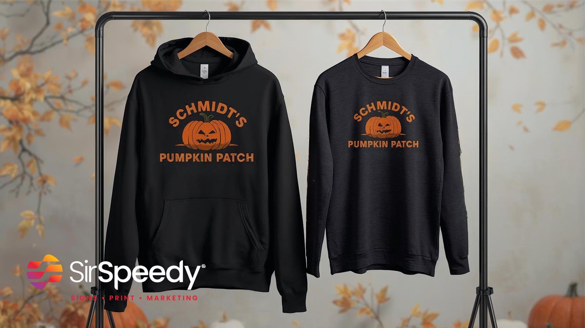 sirspeedycorp's tweet image. Make your brand the pick of the patch. The real treat is branded apparel that transforms your team into walking billboards. Partner with Sir Speedy for branded apparel that leaves a lasting impression no matter the occasion.

#SirSpeedy #HappyHalloween #BrandedApparel