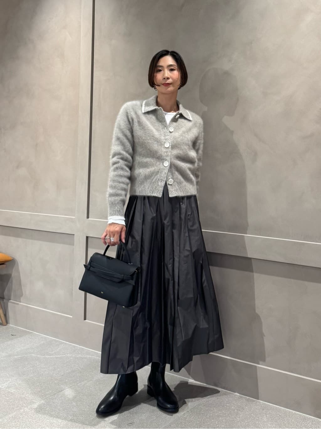 UNITED ARROWS シャンブレータフタ プリーツスカートブラウンMサイズ