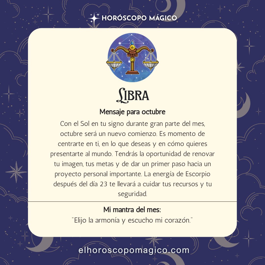 Libra_HMagico's tweet photo. ♎ #Libra, hoy Miércoles 1 de Octubre, ¡Este es el día para tomar decisiones valientes y atrevidas! https://t.co/b0YQaCCFJe