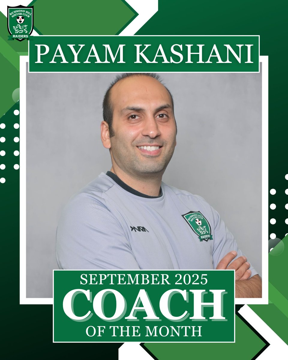 RHSoccerClub's tweet photo. Congratulations to our Coach of the Month, Payam Kashani! 🎉⚽
Payam is the Head Coach of our 2011 Boys White team and has been with RHSC since 2022. This past month was highlighted by the team winning the Ernie Henderson Challenge Cup! 🏆
Well deserved, Coach Payam! 👏
#RHSC https://t.co/0so9Z0cYcX