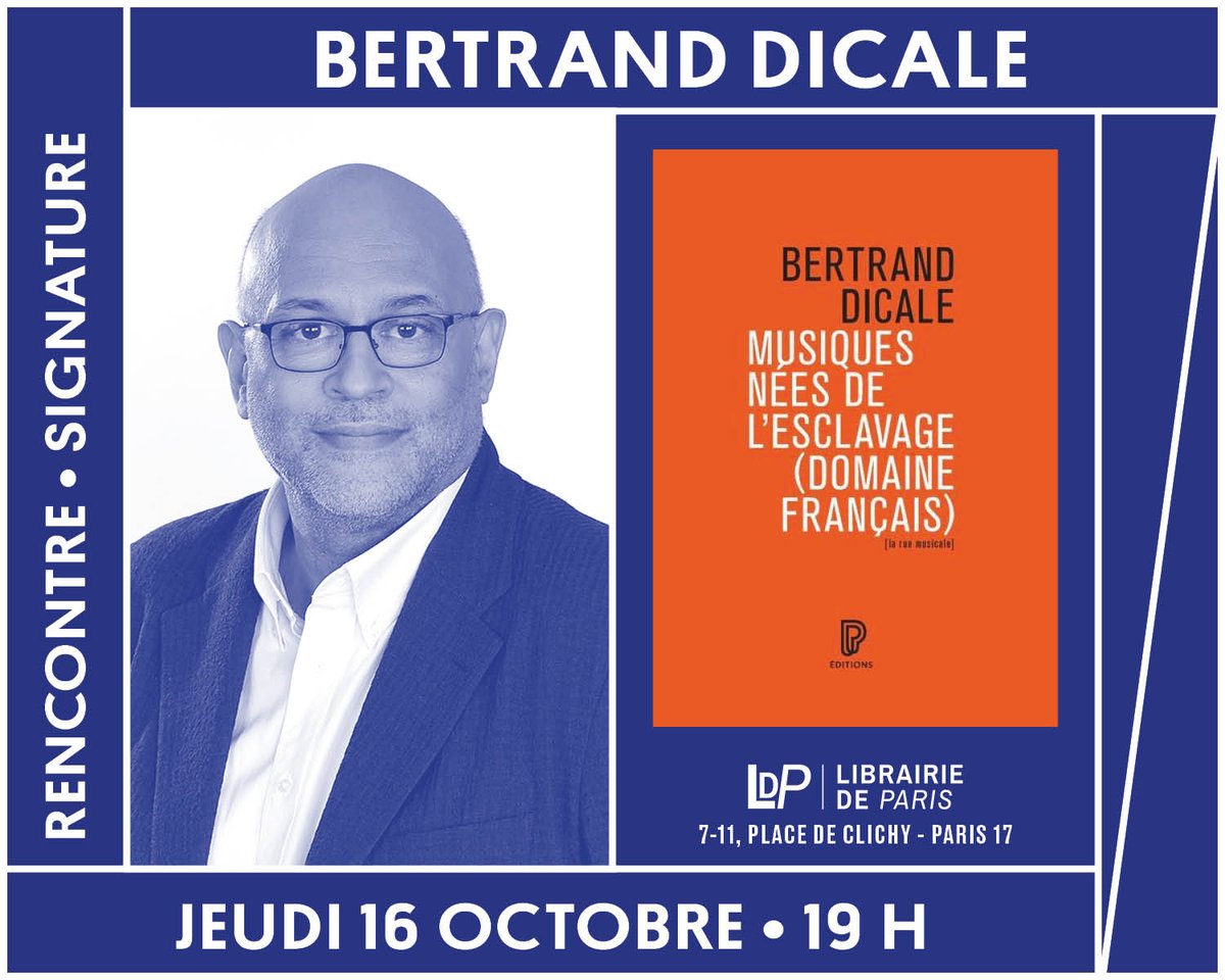 La Librairie de Paris m'invite le 16 octobre à 19 heures pour partager autour de "Musiques nées de l'esclavage (domaine français)"
librairie-de-paris.fr/agenda-182255/…
