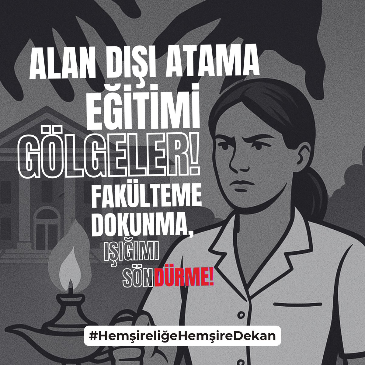 Alan dışı atama, eğitimi gölgeler! Fakülteme dokunma, ışığımı söndürme!
#HemşireliğeHemşireDekan
<a href="/universitemDEU/">Dokuz Eylül Üniversitesi</a>
<a href="/bayramyilmaz/">Bayram Yılmaz</a>
<a href="/YuksekogretimK/">Yükseköğretim Kurulu</a>
<a href="/erolozvar/">Erol Özvar</a>