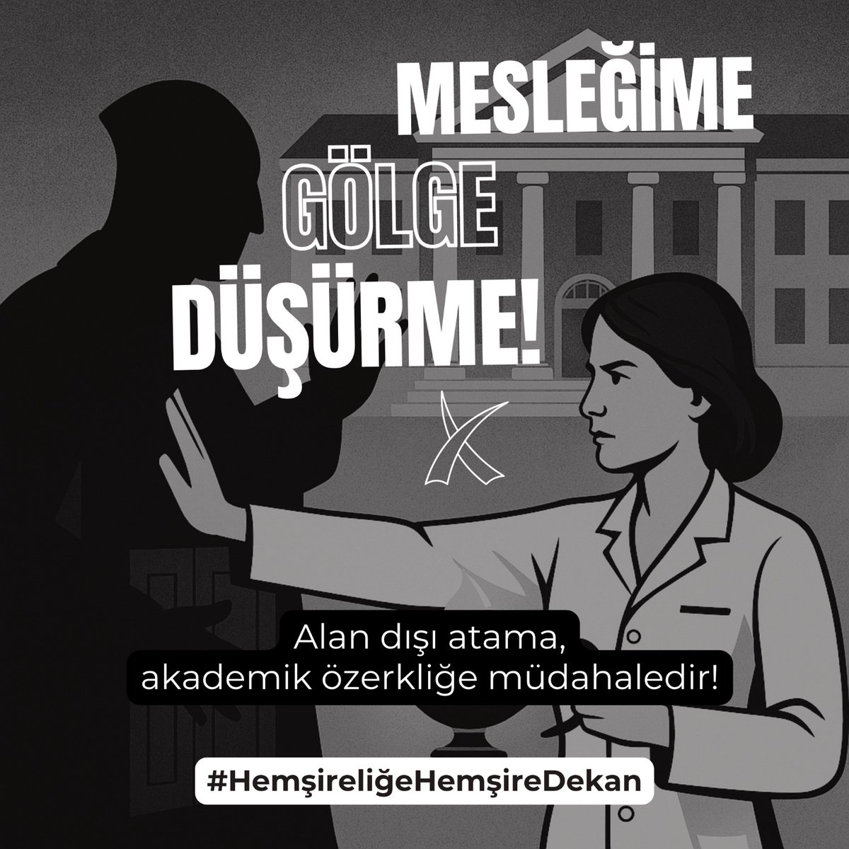 Mesleğime gölge düşürme! Alan dışı atama, akademik özerkliğe müdahaledir!
#HemşireliğeHemşireDekan
<a href="/universitemDEU/">Dokuz Eylül Üniversitesi</a>
<a href="/bayramyilmaz/">Bayram Yılmaz</a>
<a href="/YuksekogretimK/">Yükseköğretim Kurulu (YÖK)</a>
<a href="/erolozvar/">Erol Özvar</a>