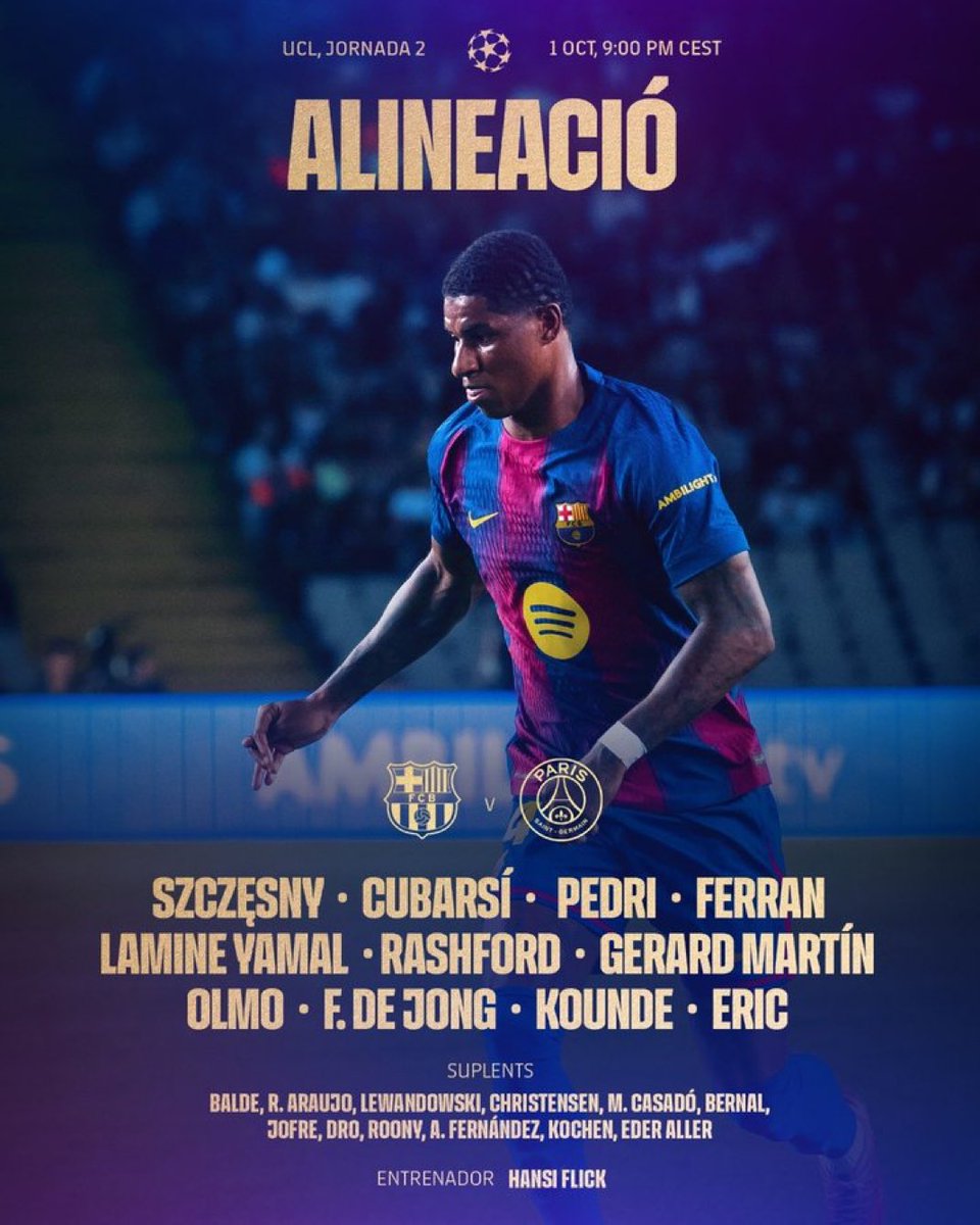 Eric x Cubarci play from the back and release the pressure PSG will put on the defense. Araujo &amp; Martin in that back line would given us headaches but at the same time we are loosing defensive solidity and speed.

For the rest, it was pretty obvious that Ferran was going to play