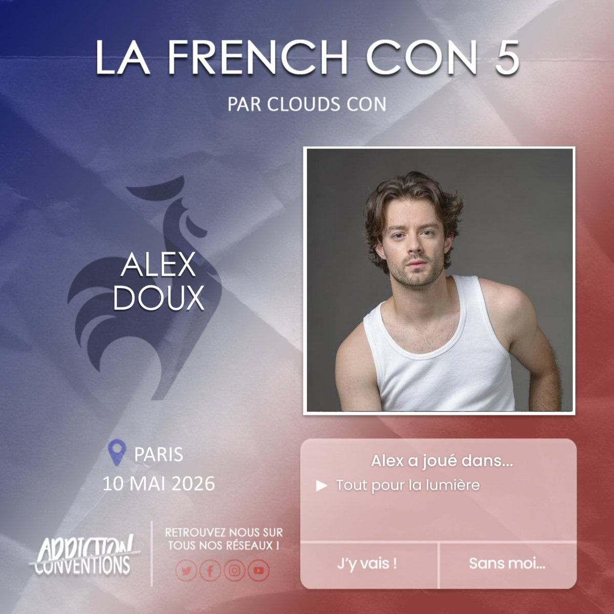 AddictionConv's tweet image. Alex Doux sera à #LaFrenchCon5 de @CloudsCon.
🎟 : billetweb.fr/la-french-con-5