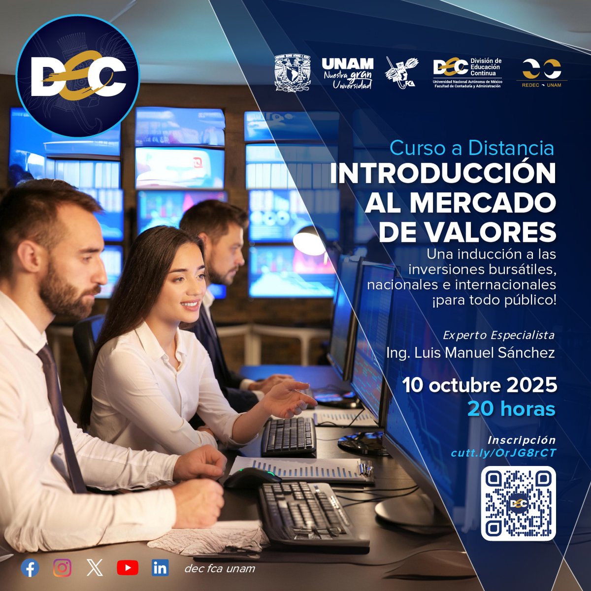 Curso a Distancia “Introducción al Mercado de Valores”
⏳ Duración: 20 horas
📝 Inscríbete: cutt.ly/OrJG8rCT
ℹ️ Para mayores informes:cutt.ly/mrJG8xGi

#MercadoDeValores #InversionesBursátiles #BolsaMexicanaDeValores #InstrumentosFinancieros #FondosDeInversión