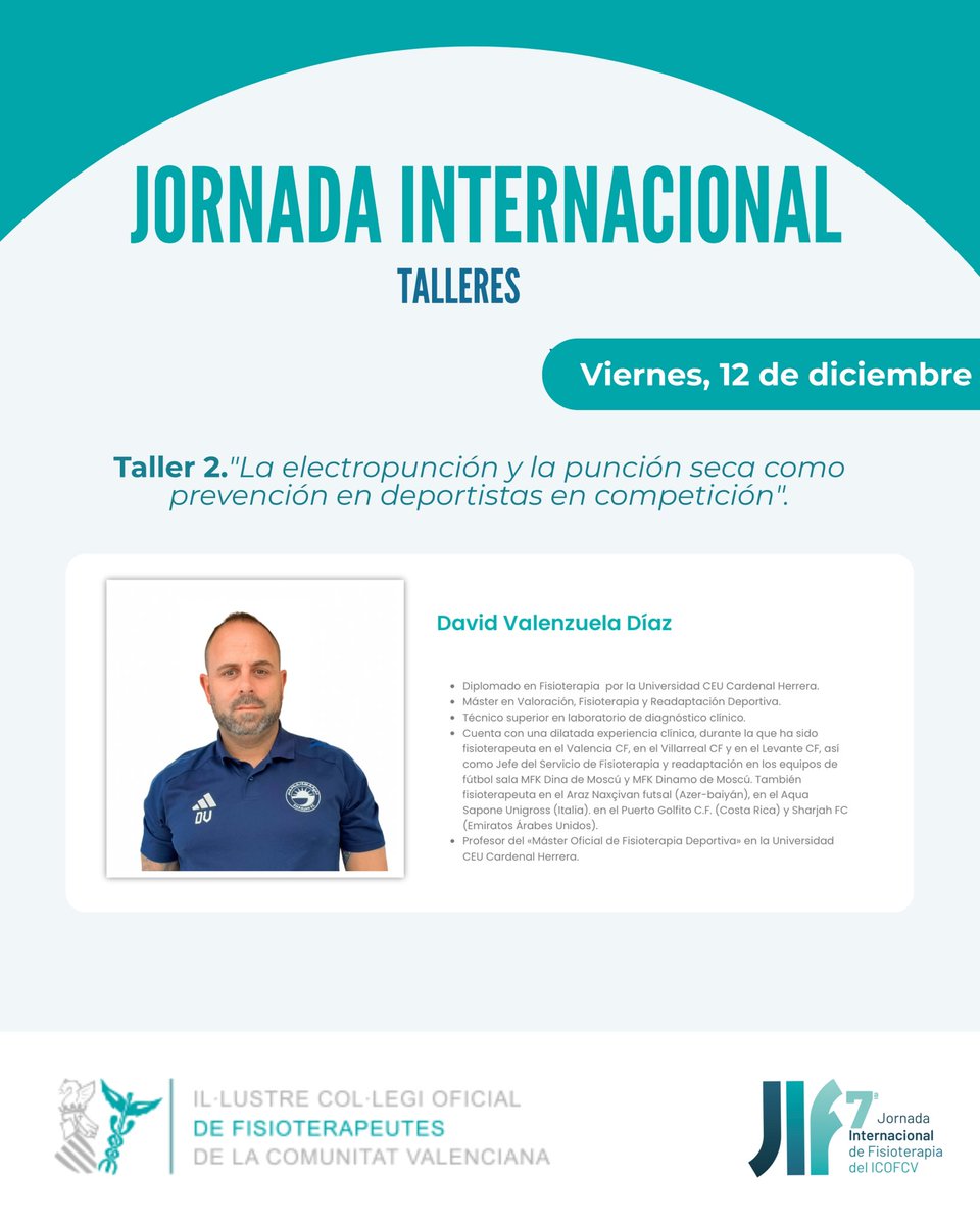 Icofcv's tweet photo. 📅 12-13 dic | 📍 ADDA Alicante
✨ VII Jornada Internacional de #Fisioterapia ✨
Formación, networking y 5 talleres top + afterwork 🍸
👉 Inscripción: https://t.co/L1uvvSYgED
Parte 1
#JIFisioterapiaICOFCV #ICOFCV https://t.co/lJhPdjnYYM