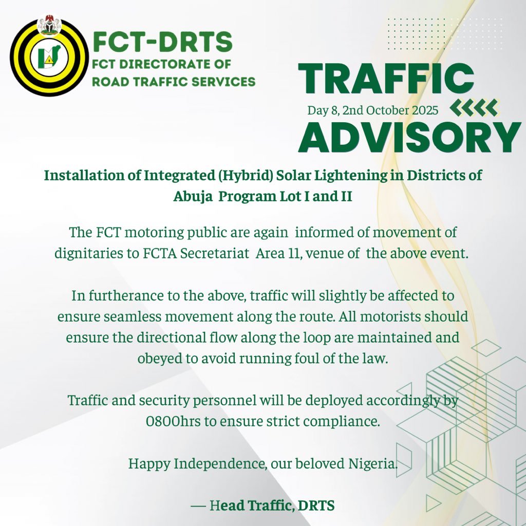 FCT Directorate of Road Traffic Services (FCT VIO) tweet media
