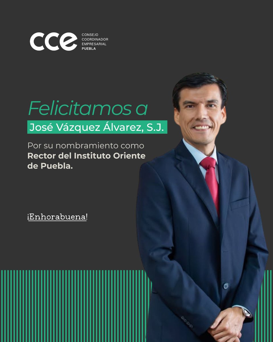 felicitamos a José Vázquez Álvarez, S.J. por su nombramiento como Rector del  <a href="/ioriente/">Instituto Oriente</a> Puebla.

Le deseamos mucho éxito en esta nueva etapa al frente de una institución de gran prestigio en nuestra comunidad educativa.