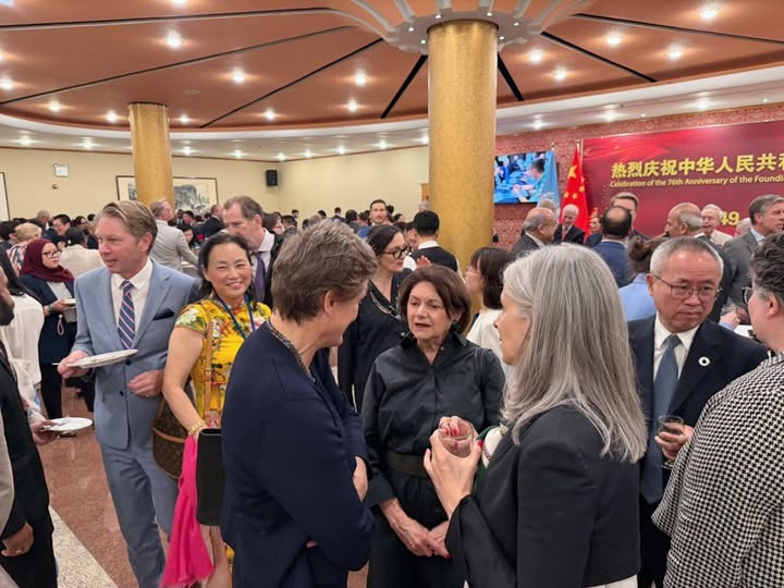 USTSGL's tweet photo. China's Permanent Mission to the United Nations holds a reception to celebrate the 76th anniversary of the founding of the People's Republic of China/中国常驻联合国代表团隆重庆祝中华人民共和国成立76周年 / #China @Chinamission2un @ChinaAmbUN https://t.co/09uCwY97Cw https://t.co/CfWgQC0xpX